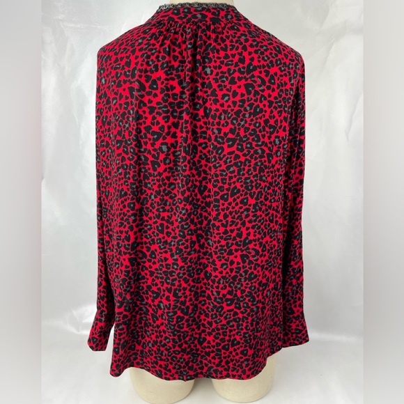 Zadig & Voltaire Red & Black Leo Print Tunic Blouse Sz S - Picture 3 of 12